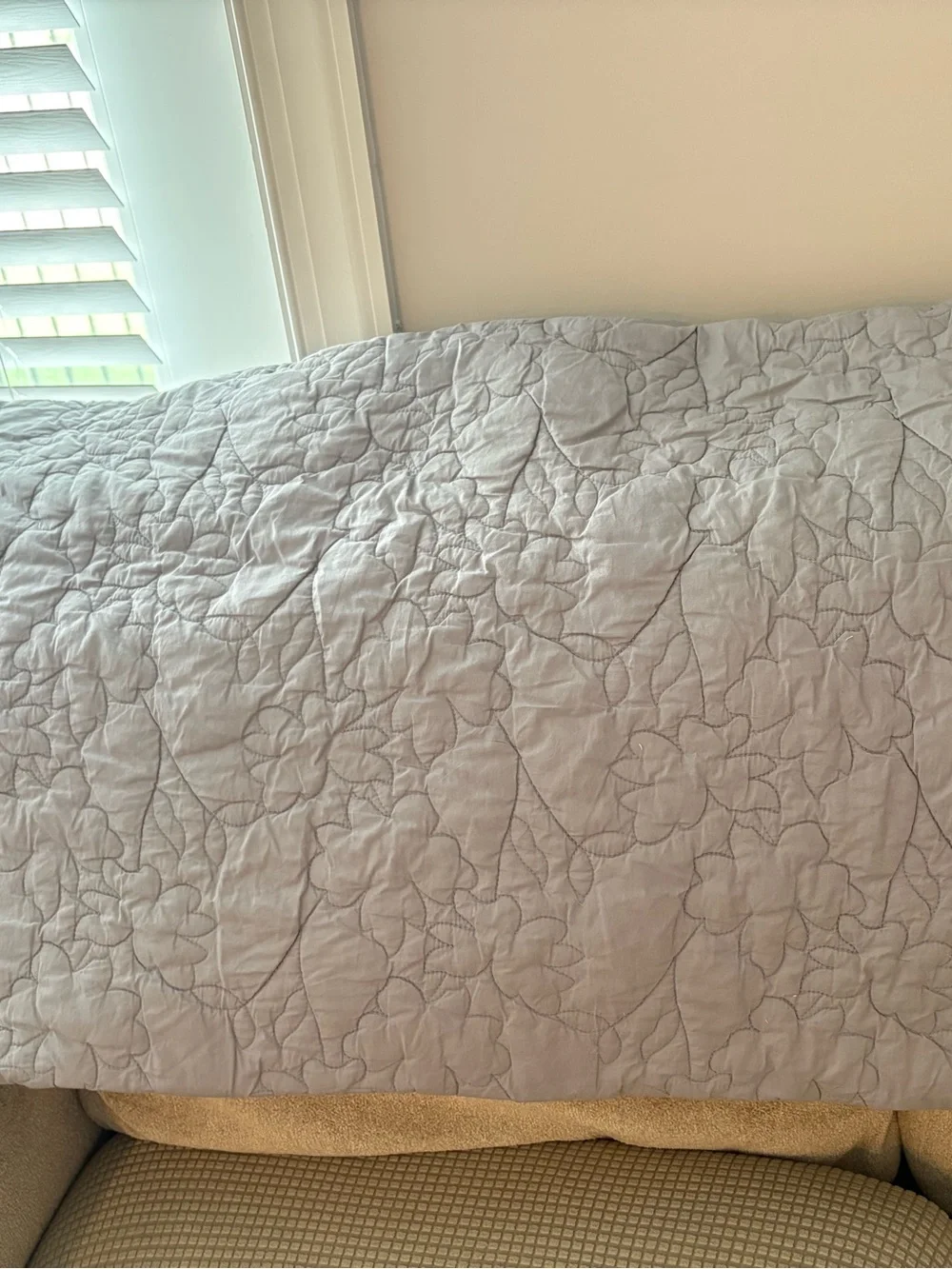 Light Gray Quilted Floral Cotton Bed Blanket - Better Homes and Gardens